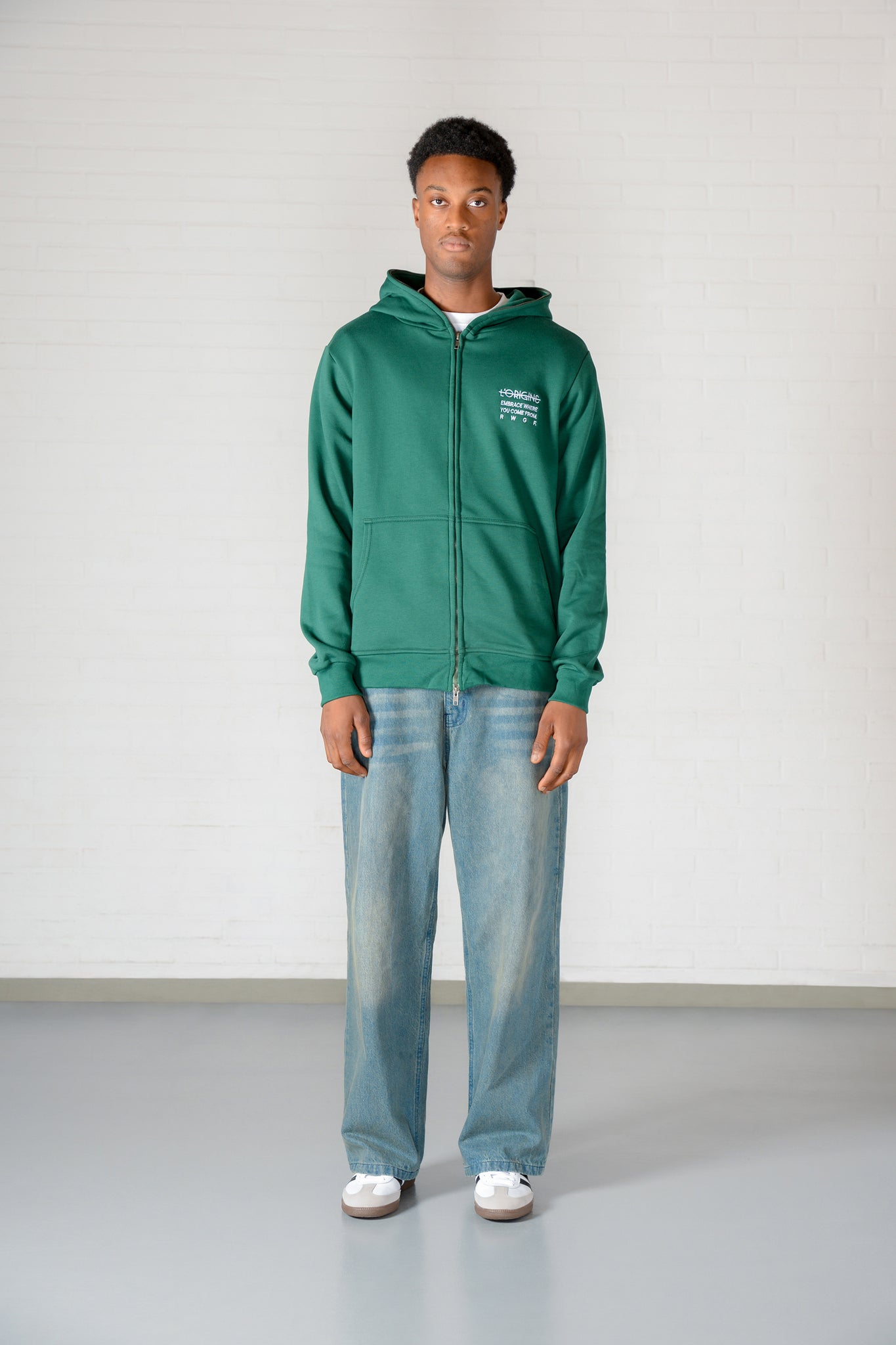Hoody Zip RWGF Royal Green/White