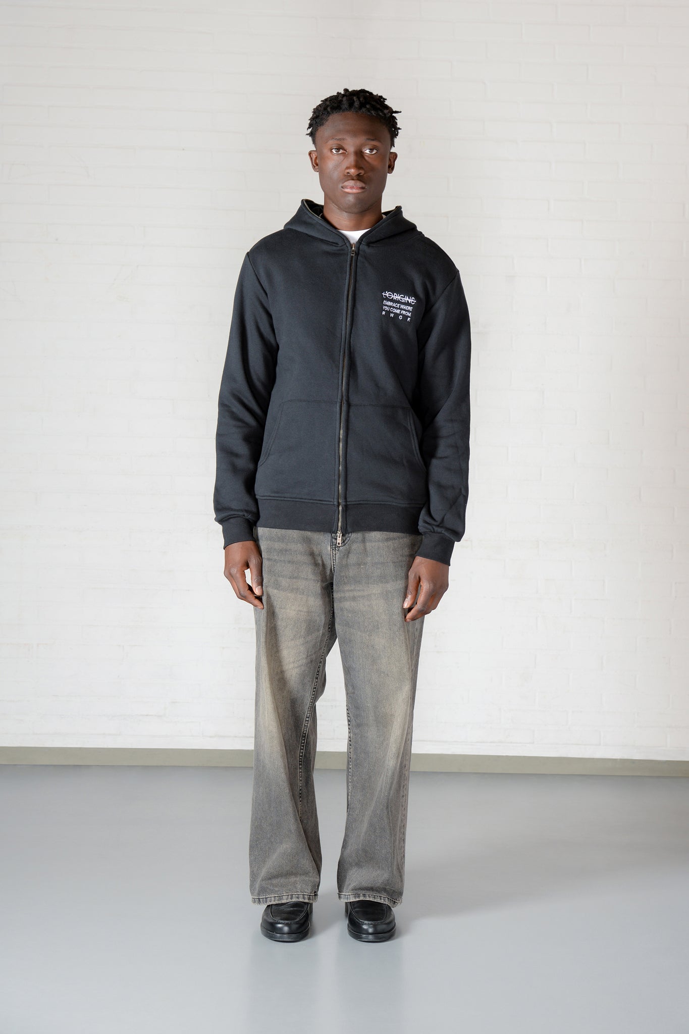 Hoody Zip RWGF Black/White